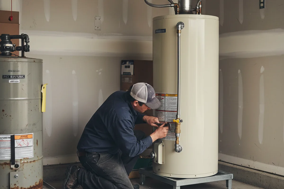 Water heater and shutoff valve replacement in Needham