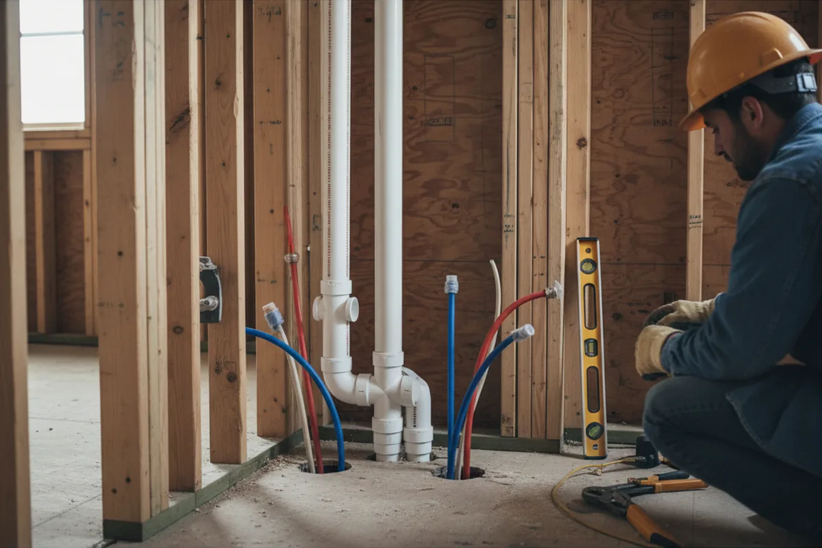 Drain and supply rough-in during Toilet Repair and Installation in Needham