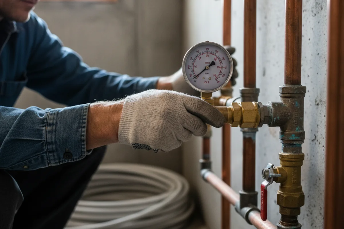 Pressure testing a repaired line during Water Line Repair in Needham